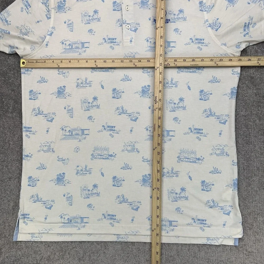 JOHNNIE-O Beginner's Luck Polo Shirt‎ Men's XL White 50s Casinos BEAR CREEK GOLF
